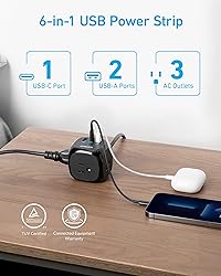 Anker 321 Power Strip with 20W USB C, 3 Outlets and