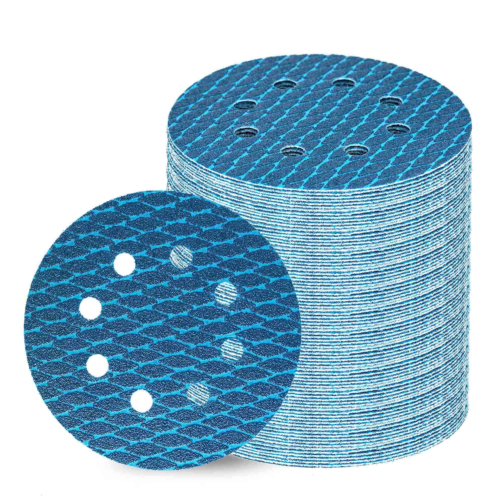 Orbital Sander Sandpaper 5 Inch 8 Hole Sanding Disc Hook and Loop Velcro Pads Sand Paper 60 Grit for Wood 70 PCS Blue Aluminum Oxide Anti Blocking Rhombus Sanding Discs