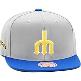 Mitchell &amp; Ness Seattle Mariners Cooperstown MLB Away Snapback Hat Cap - Grey/Royal