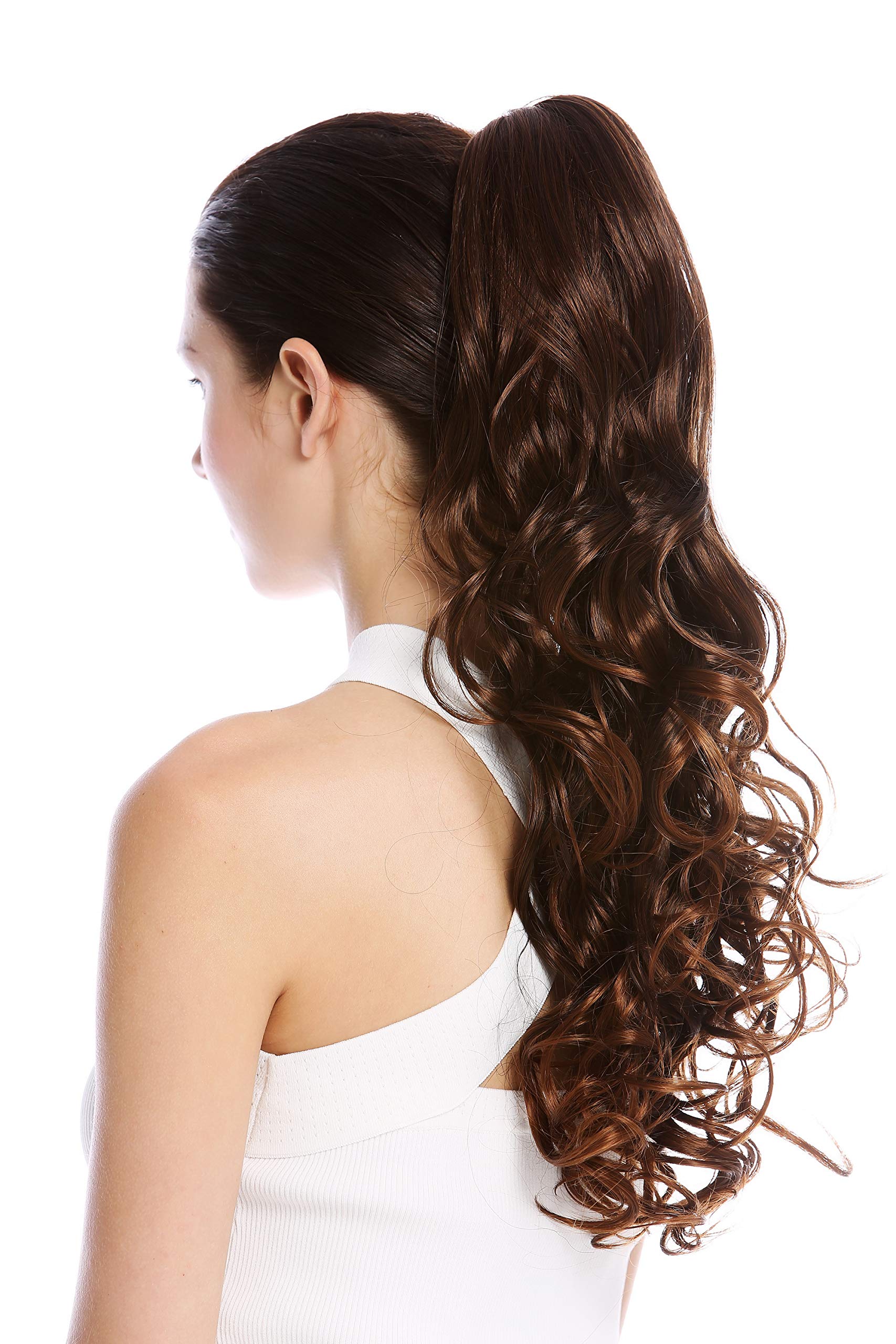 WIG ME UP - DM44-V-2T30 Ponytail Hairpiece Extensions long voluminous curled wild straggly wet look chestnut brown mix 21inch