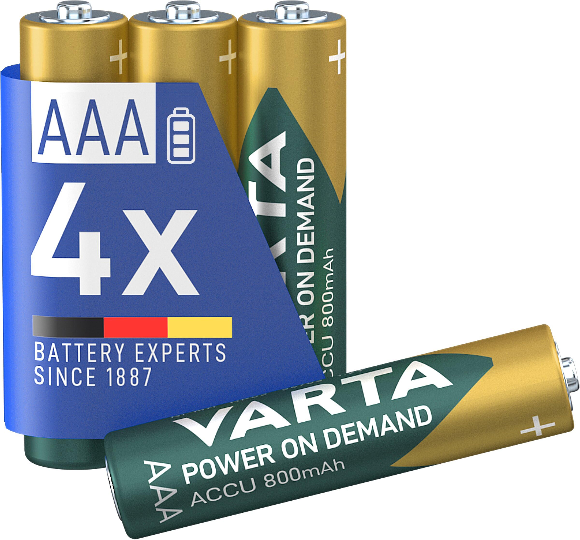 VARTA Rechargeable Ready2Use Pre-Charged AAA Micro Ni-Mh Battery (4-pack, 800 mAh), rechargeable without memory effect - ready for immediate use โ image 1