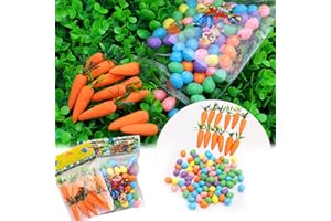 Asekonc 12Pcs Easter Artificial Carrots and 92Pcs Easter Eggs, Artificial Vegetables Home Kitchen Festival Decoration, Easter, Photo Prop