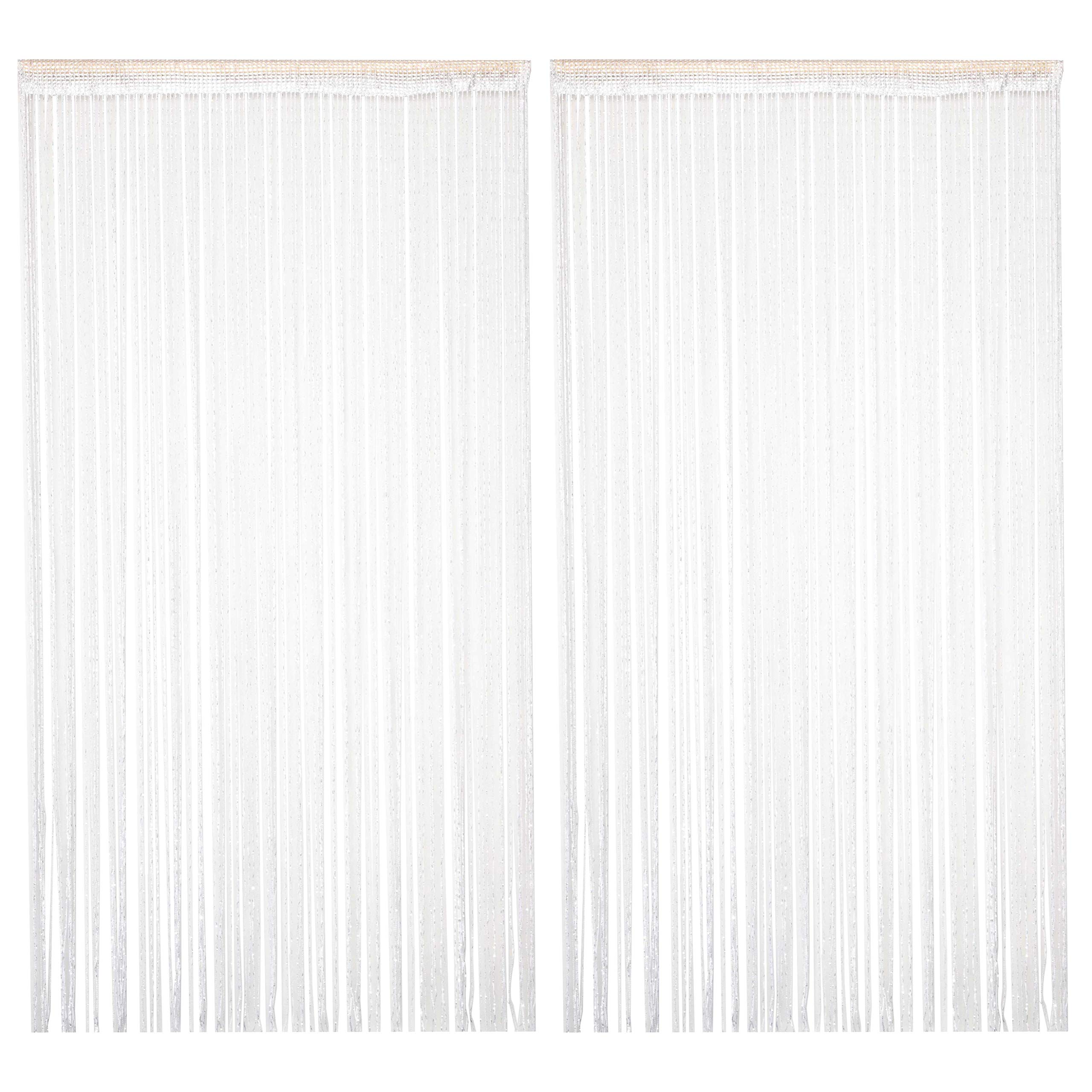 TRIXES Pack of 2 String Dew Drop White Curtain - Door or Window Panel 90 x 200cm - Improve Ventilation in the Summer - Partition Spaces at Home
