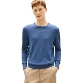 Tommy Hilfiger Men's Cotton Solid Crewneck Sweater Lightweight Pullover, Also Available in Big &amp; Tall