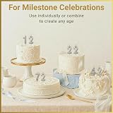 SHATCHI Birthday Number 2 Candle Silver Cake Topper Party Decor view 6