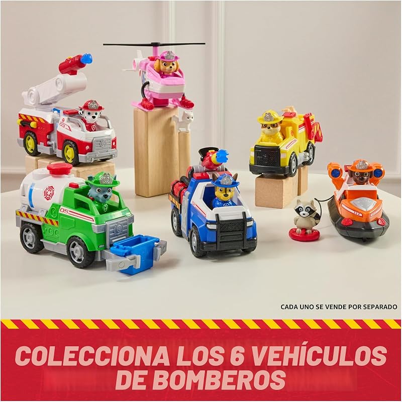Fire Rescue: Barco de Rescate de Zuma con Personaje, Flotador Lanzable y Mapache, Juguetes para Niños y Niñas, 3+ Años
