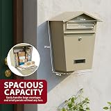 ZENO Post Box Wall Mounted Waterproof Large Outdoor Mailbox Beige view 5