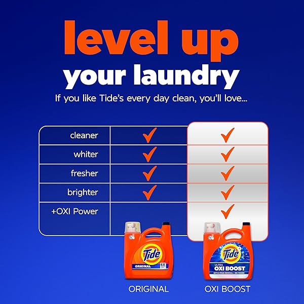 TIDE ULTRA OXI BOOST LIQUID LAUNDRY DETERGENT, 148 FL OZ, 105 LOADS, ADVANCED STAIN REMOVER WITH EXTRA OXI POWER