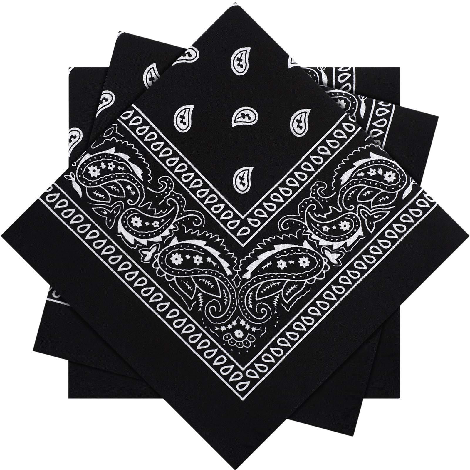 SATINIOR 3 Pieces Paisley Bandana for Men Unisex Bandana Scarf Women Head Scarf Neck Scarves Head Wrap Cashew Print(Black)