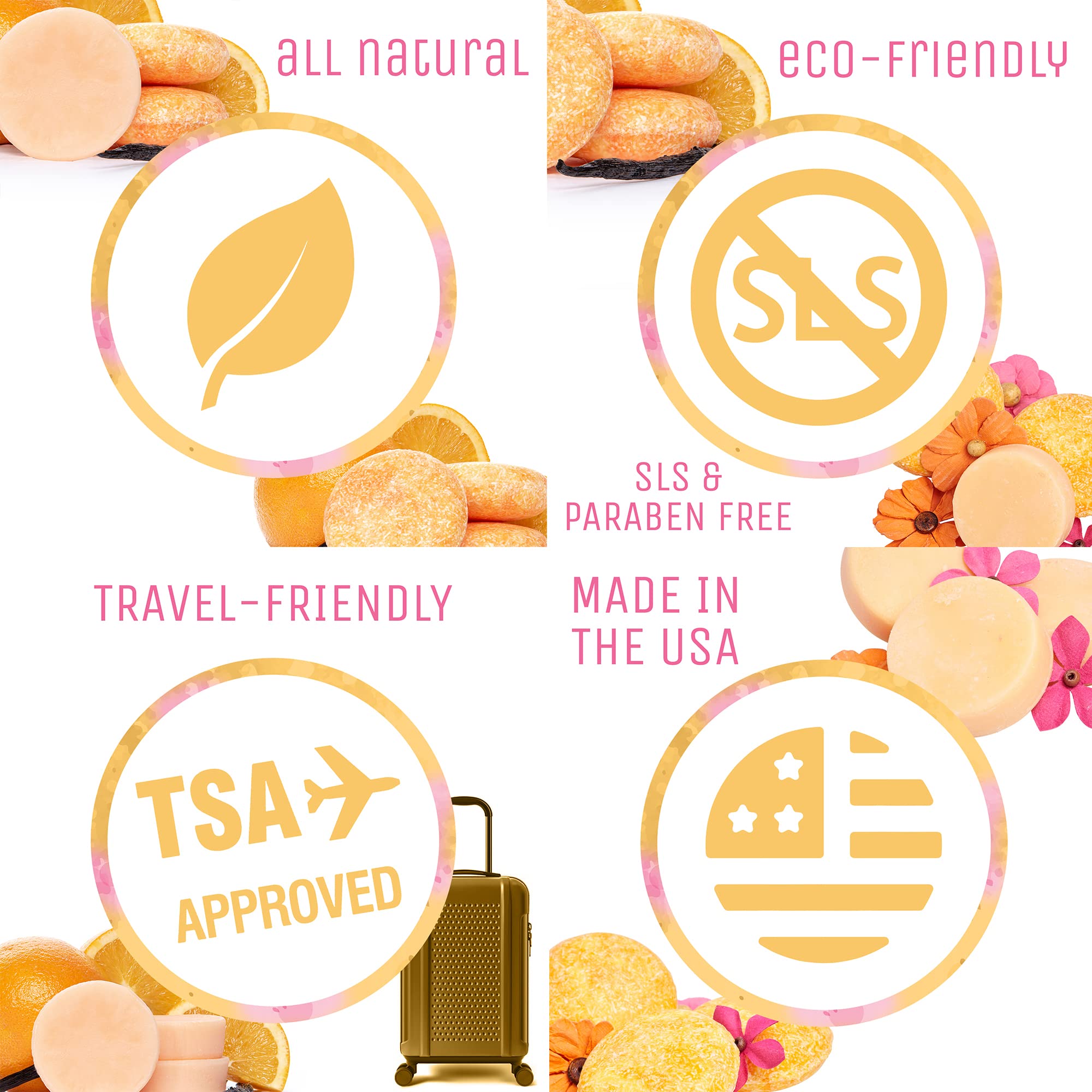 Sweet & Sassy 3 Shampoo Bars. Made in the USA. All Natural, Organic, SLS Free, Plastic Free, Safe for Color Treated Hair - Forever Fresh