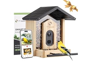 TT Nature Bird Feeder with Camera, Upgraded 1.5L Smart Birdhouse Al Identify for 10000 Plus Species, Auto Capture & Real-time Notifications, Ideal Gift for Bird Lovers (Iron Roof)