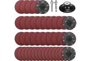 SI FANG 40Pcs 3 Inch Roll Lock Sanding Disc 40/60/80/120 Grit Quick Change Discs, 1/4'' Pad Holder Accessories, Surface Condi
