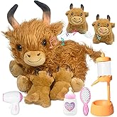 lonfypeng Nurturing Cow Stuffed Animal with 2 Plush Babies,Baby Stuffed for Girls and Boys Plushy Mommy Cattle with Baby Cattle for Birthday Party Favors Gifts