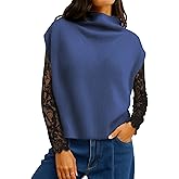TIQOJE Women’s Oversized Knit Sleeveless Sweater Vest High Neck Pullover Ribbed Top Casual Fall Layering Knitwear