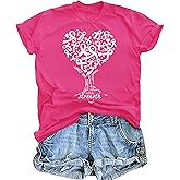Tewmeu Breast Cancer Shirts for Women Pink Ribbon Breast Cancer Support Tshirts Cancer Awareness Tee Tops