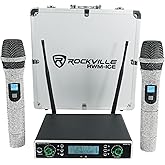 Rockville RWM-ICE Dual UHF 100 Channel, Diamond Handheld Wireless Microphone System, Long-Range 400ft, High-Fidelity Sound, Durable Metal Build, for Performers and Event Hosts