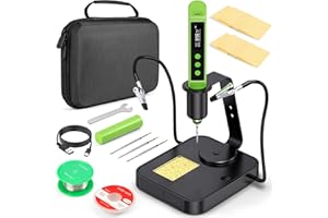 CRTSWEKER Soldering Iron Kit, Cordless Soldering Gun with 2 Helping Hands, 2s Fast Heating 356-896℉ OLED Solder Kit, Auto Sleep, Includes 360° Swivel Stand, C210 Tips, Wire, Wick, Sponges, Wrench, Green