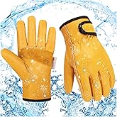 SLARMOR Mens Winter Leather Work Gloves, Warm Thinsulate Lining for Cold Weather Work, Thermal Insulated Work Gloves with Leather Palm,100 gram Insulation-XL