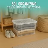 Klass Home Collection 3 x 50L Clear Plastic Storage Boxes with Lids Set of 3 view 4