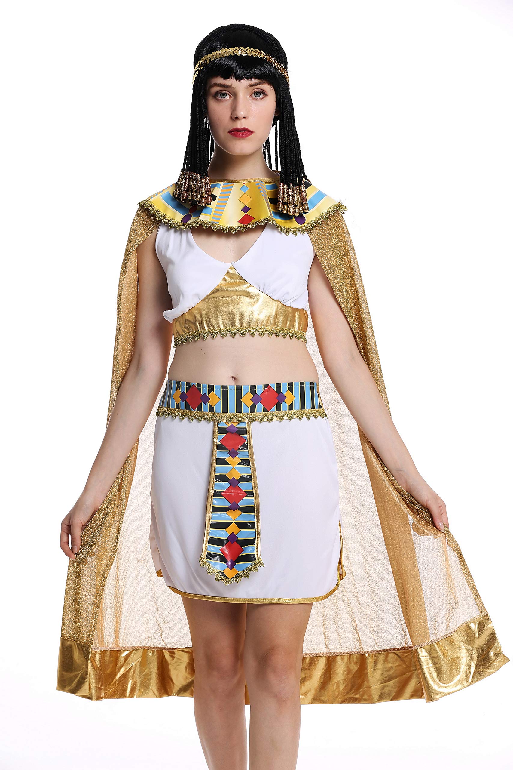 dressmeup - W-0199 Lady Woman Costume Fancy Dress Halloween Egyptian Queen Cleopatra female Pharao white Size M