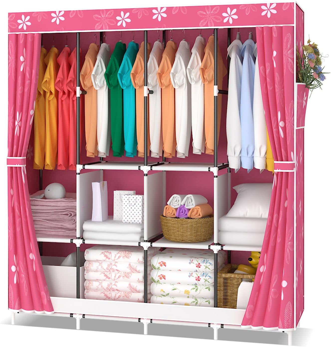 UDEAR Canvas Wardrobes Bedroom Wardrobes For Girls Clothes Storage