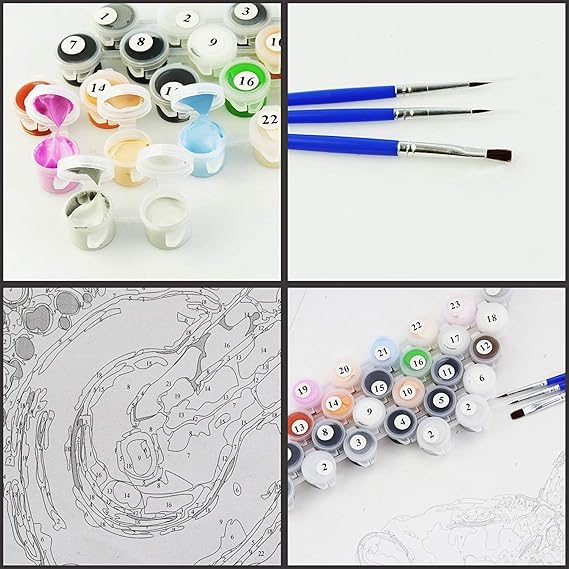 CUFUN Art Malen nach Zahlen Kit DIY Vorgedruckte Leinwand Ölgemälde