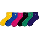 POLO RALPH LAUREN womens Performance Cotton Ankle Socks - 6 Pair Pack - Breathable Mesh & Sport Cushioning
