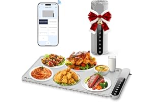 AOLADY Warming Mat for Food Electric Silicone Fast Heating Food Warmers for Parties Buffet with APP Controller 15"x23.6" with 8H Timer & Adjustable Temperature, Light Gray