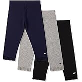 Lucky & Me Girls Leggings, Capri Length with Lace Trim and Wide Waistband, Jada 3 Pack