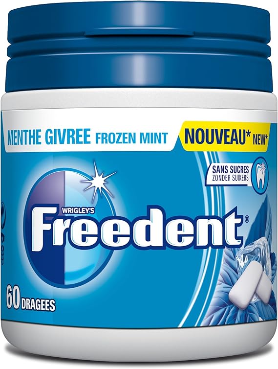 Freedent Pack de 4 boîtes de ChewingGums Dragées Goût Menthe Givrée