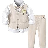 Volunboy Baby Boys Formal Wedding Ring Bearer Outfits Toddler Gentleman Bowtie Vest Guest Suits Dress Shirt Pants Set