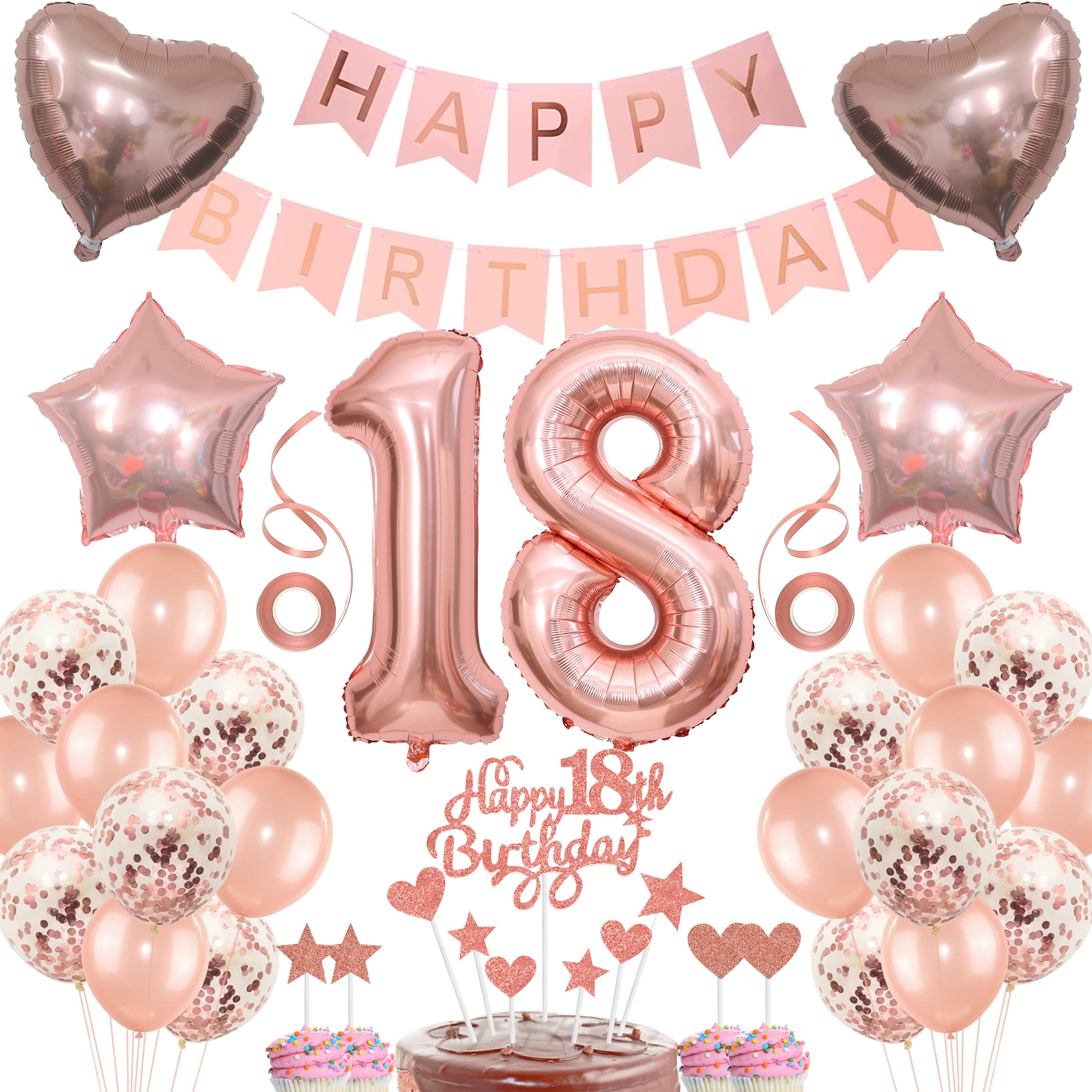 Rose Gold Decoration 18th Birthday Girl Cake Decoration Gift
