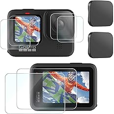 [8pcs] FINEST+ Screen Protector for GoPro Hero 11/Hero 10/ Hero 9 Black,Tempered Glass Screen Protector+Tempered Glass Lens P