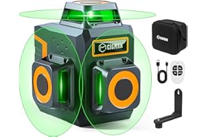 CIGMAN Laser Level 3X360° Self-leveling, Rechargeable 3D Laser Level for Picture Hanging, Construction Laser, Remote Control & Magnetic Bracket,100FT Working Distance, 701SE