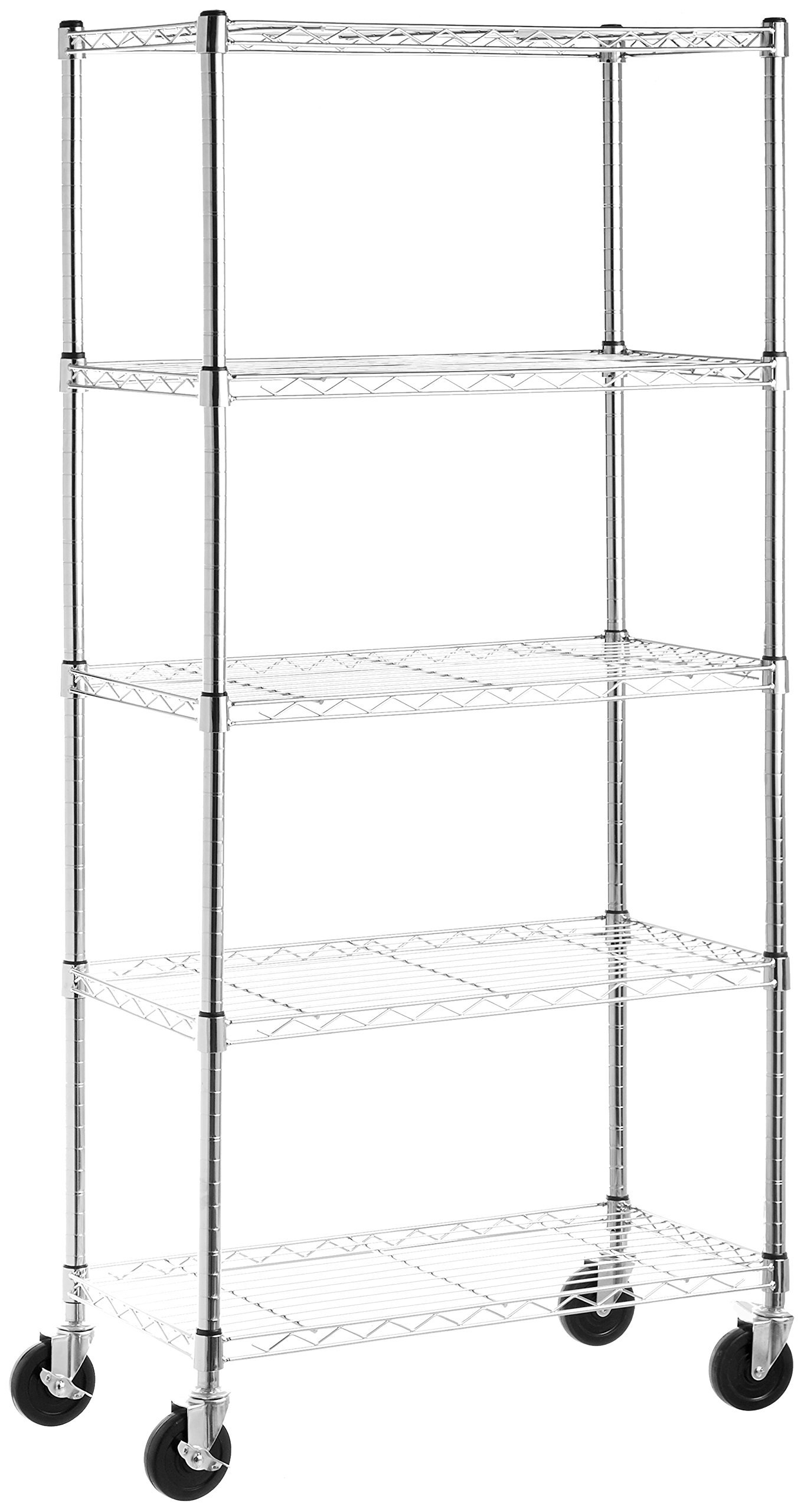 Chrome 5-Tier Rolling Metal Storage Shelving Unit (30 in. W x 64.8 in ...