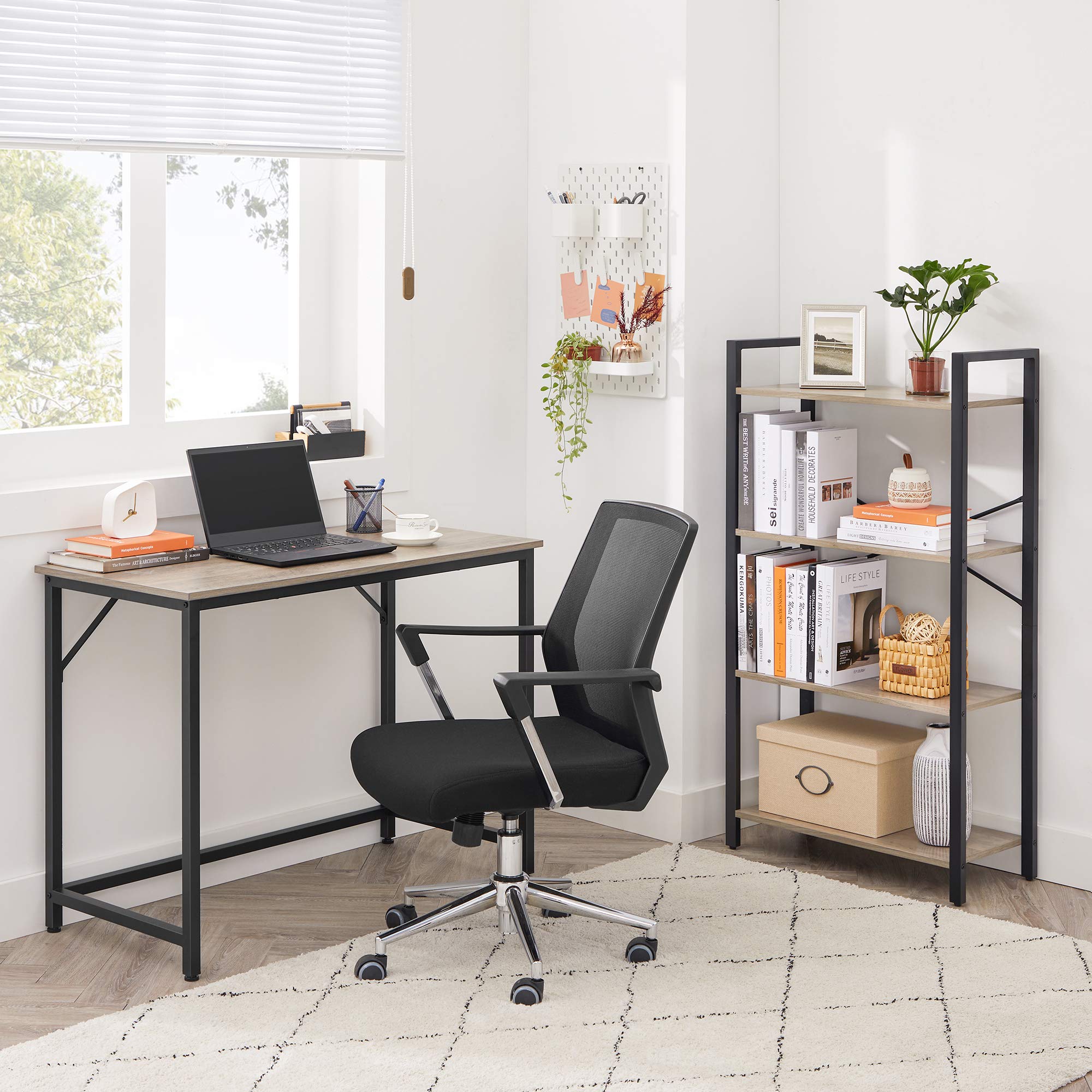 VASAGLE Computer Desk, Gaming Desk, Home Office Desk, for Small Spaces, 19.7 x 39.4 x 29.9 Inches, Industrial Style, Metal Frame, Greige and Black ULWD041B02