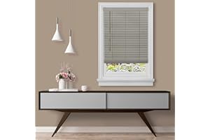 ACHIM HOME FURNISHINGS Cordless Room Darkening Plantation Blind - 31 Inch Width, 64 Inch Length, 2" Vinyl Slat Size - Grey - GII Madera Falsa Faux Wood, Light Filtering Horizontal Windows Blinds by Achim Home Decor