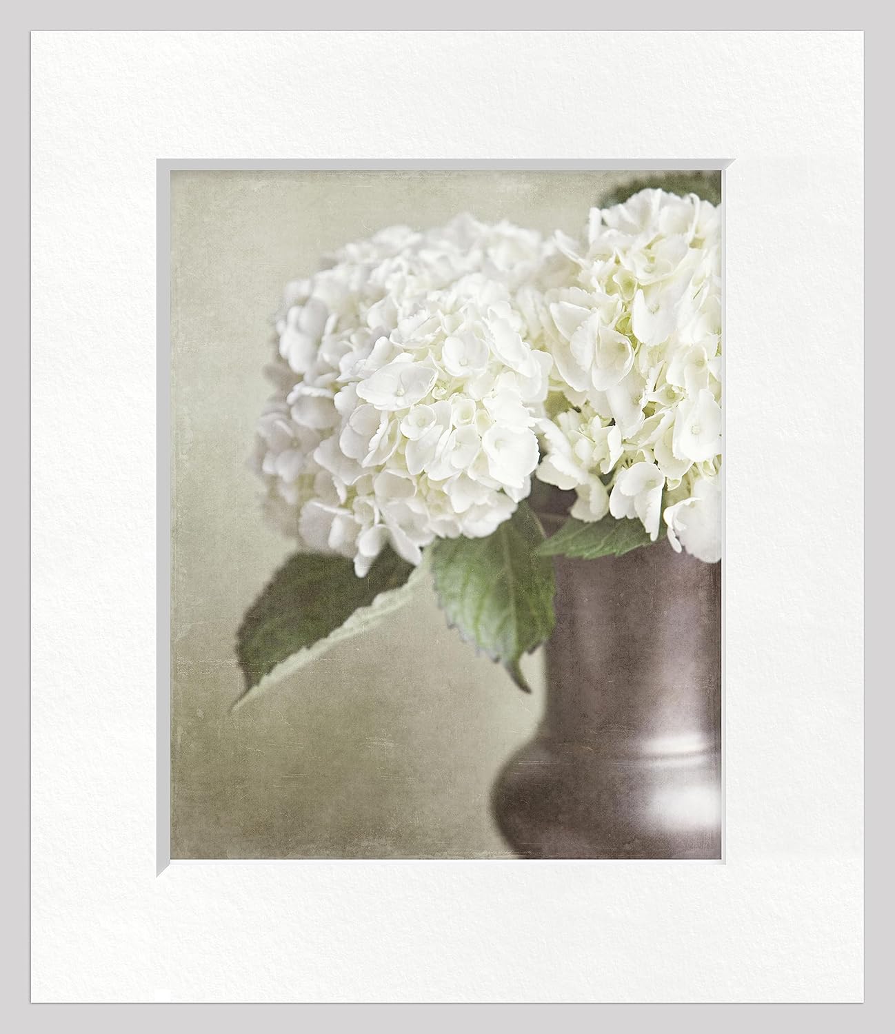 Photographs - LISA RUSSO FINE ART - Floral Wall Art 11x14” Hydrangea Print with 16x20” White Mat Unframed - Neutral Ivory Flower Picture - French Country Decor for Office, Bedroom, Bathroom - Gift for Her