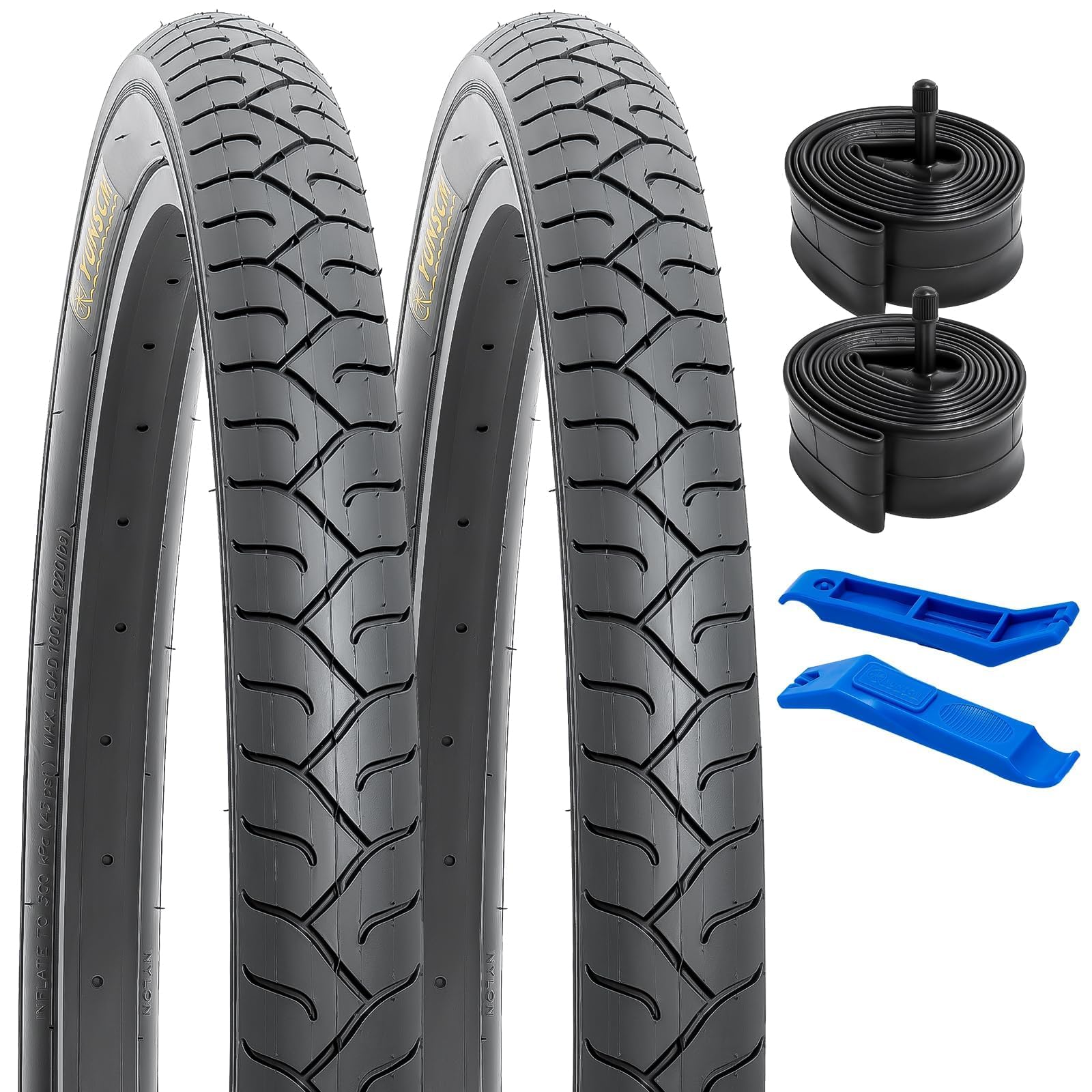 Photo 1 of YUNSCM 2-PCS 26" Road Bike Tires 26 x 2.125/57-559 and 26" Bike Tubes Schrader Valve Compatible with 26x2.0 26x2.10 26x2.125 26x2.15 Bicycle Tires and Tubes (Y-692)