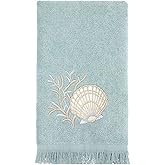 Avanti Linens - Fingertip Towel, Soft & Absorbent, Coastal Bathroom Essentials (Sand Shells Collection, Mineral)