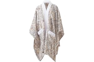 Mellowdy ULazy Blanket, Poncho Shawl Wearable Blanket with Pockets and Sleeves for Women and Men, Warm Snuggie, Soft Fuzzy Robe Fleece Throw for Gifting, Home, Travel (Paisley Print)