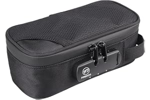 FIREDOG Smell Proof Bag with Lock, Carbon Lined Odor Proof Case Containers for Travel Storage (Black, 8x4x2.75 Inch)