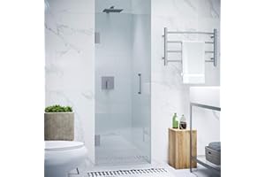 ANZZI 70" x 24" Frameless Shower Door in Brushed Nickel,Water Repellent Glass Shower Door with Seal Strip Parts and Handle, 5/16 Glass Hinged Shower Door with Handle (SD-AZ09-01BN)