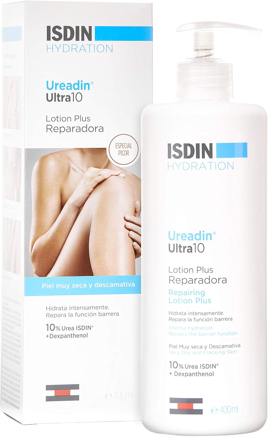 ISDIN Ureadin Ultra 10 Lotion Plus - 10% Urea Body Lotion for Very Dry & Flaky Skin - Relieves Itching, Exfoliates & Hydrates, 400ml