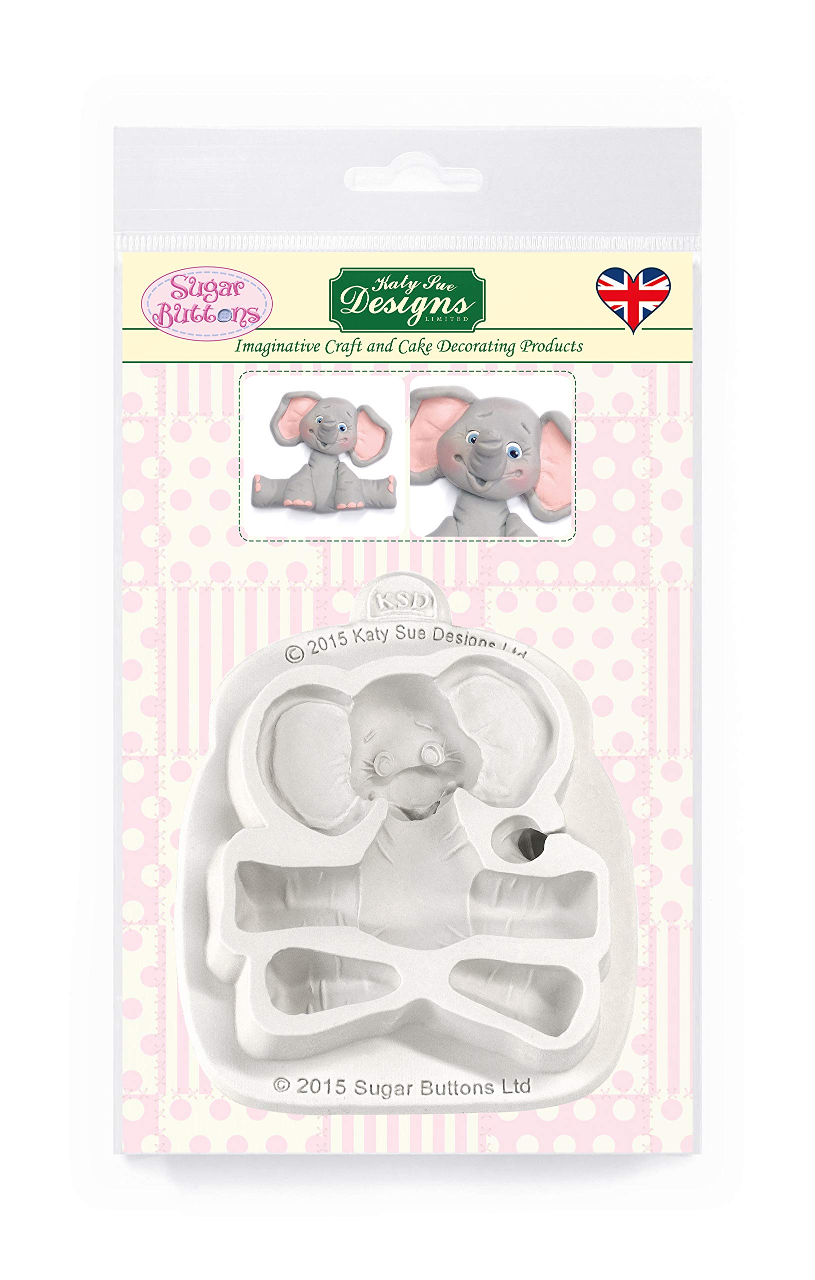 Baby Elephant Silicone Mould for Cake Decorating, Crafts, Cupcakes, Sugarcraft, Candies, Cards and Clay, Food Safe Approved, Made in The UK, Sugar Buttons — image 1
