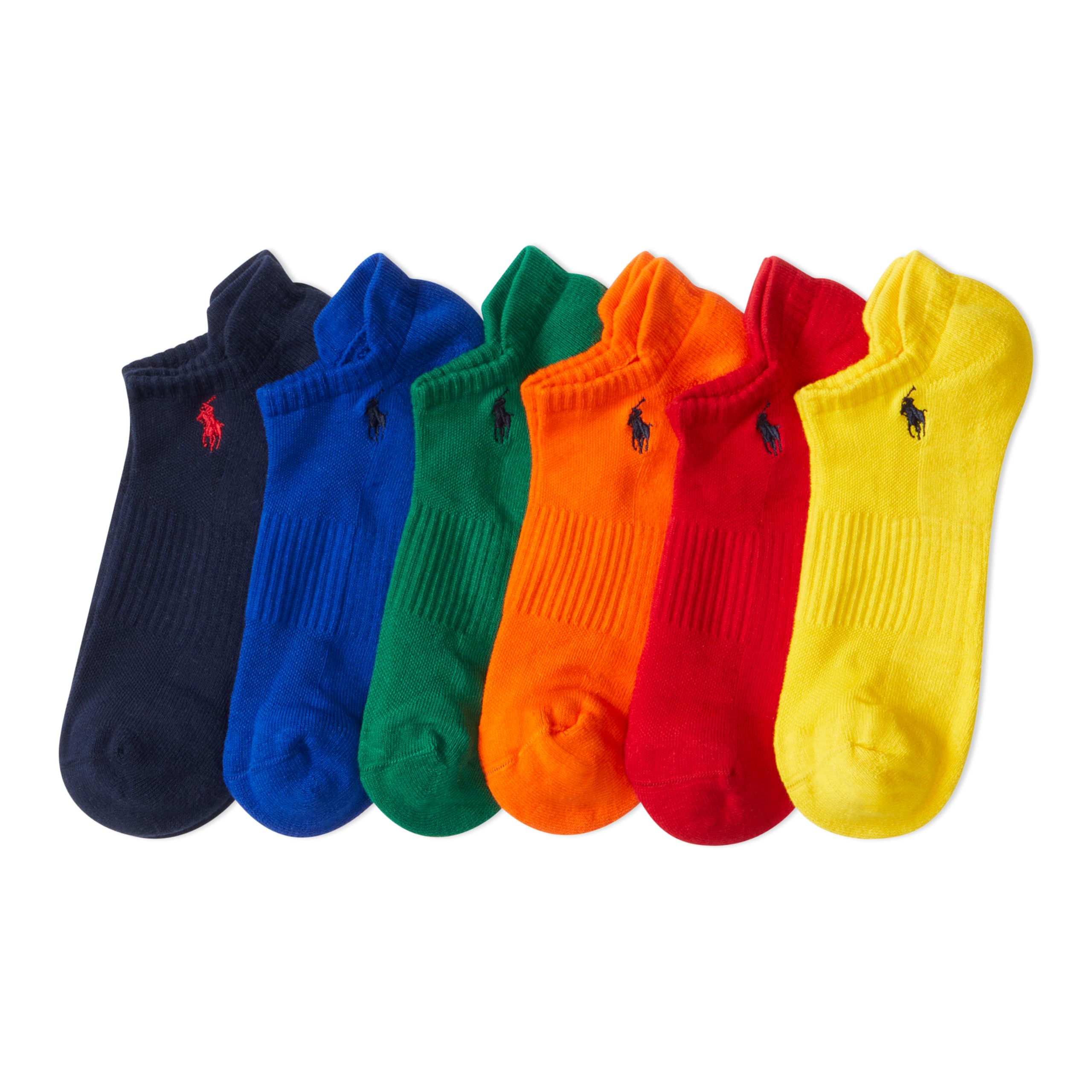 POLO RALPH LAUREN Mens Classic Sport Repreve Socks 6 Pair Pack - Arch Support and Comfort Cushioning Solid Bright Low Cut, Multi-colored, 6-12.5 US Image
