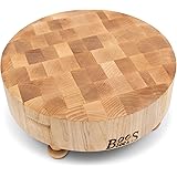 John Boos Block MPL121203R-MTBF Raised Maple Wood Round End Grain Chopping Block with Tapered Feet, 12 Inches x 12 Inches x 3