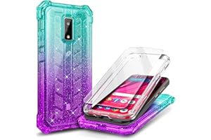 WDHD Compatible with BLU View 4 (B135DL) Case with Tempered Glass Screen Protector, Full-Body Protective Shockproof Rugged Bumper Cover, Impact Resist Phone Case (Aqua/Purple)