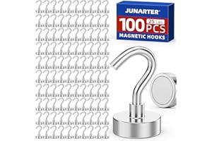 Junarter Magnetic Hooks,100 Pack Magnetic Hooks for Cruise Cabins, 25lbs Magnet Hooks, Strong Magnetic Hook Heavy Duty, Magnets with Hooks, Metal Magnetic Hook for Hanging, Refrigerator, Grill