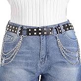 ELABEST Studded Belt Punk Belt Pyramid Waist Belt Gothic Leather Belt Accessories for Women